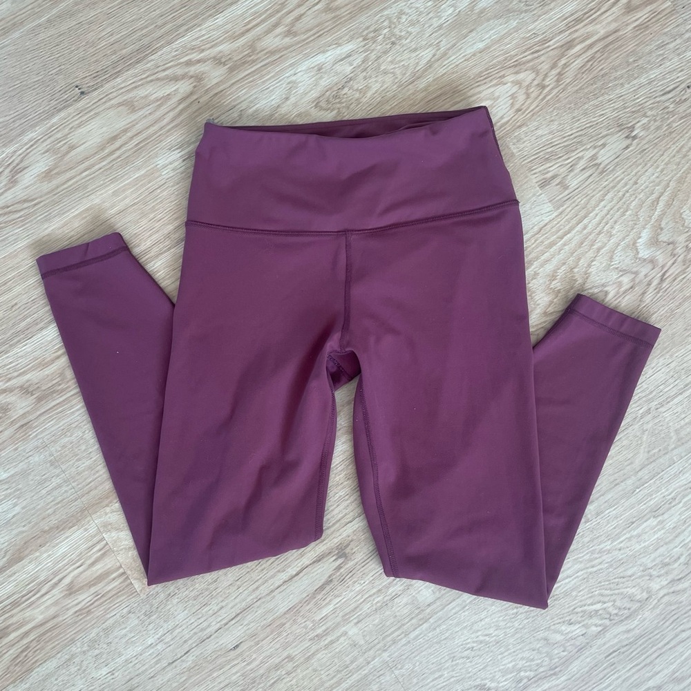 90 Degree by Reflex Womens Burgundy High Waist Athletic Leggings Medium